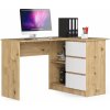 Psací a pracovní stůl Ak Furniture B-16 rohový 124 cm pravý dub artisan bílý