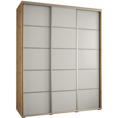 DobreSny Davos 4 s posuvnými dveřmi 190 cm dub artisan / bílá / stříbrné pojezdy – Sleviste.cz