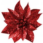 Kvet MagicHome Vianoce GlitterPoinsettia, so štipcom, červený, veľkosť kvetu: 9 cm, dĺžka kvetu: 8 cm, 6 ks ST8090763 – Hledejceny.cz