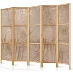 Fabulo Dřevěný paraván 5-dílný Zlaté palmy 172 x 225 cm potisk na jedné straně paravánu – Zboží Dáma