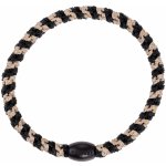 KKNEKKI Gumička do vlasů Kknekki Slim Black / Beige Glitter Stripe, černá barva, textil – Zboží Dáma