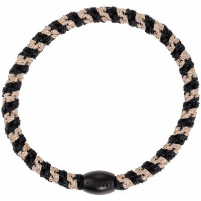 KKNEKKI Gumička do vlasů Kknekki Slim Black / Beige Glitter Stripe, černá barva, textil – Zboží Dáma