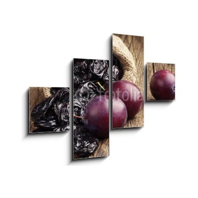 Obraz 4D čtyřdílný - 120 x 90 cm - Prunes with plums in small sack Slivky se švestkami v malém pytli – Zbozi.Blesk.cz
