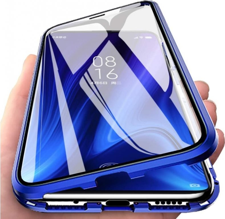 Pouzdro Beweare Magnetický oboustranný s tvrzeným sklem na iPhone 7 / 8 / SE 2020 / SE 2022 - modrý