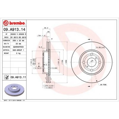 Brzdový kotouč BREMBO 09.A913.14