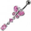 Piercing Šperky4U stříbrný piercing do pupíku motýlek BP01272-P