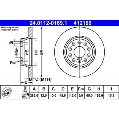 Brzdový kotouč ATE 24.0112-0169 (AT 412169) | Zboží Auto