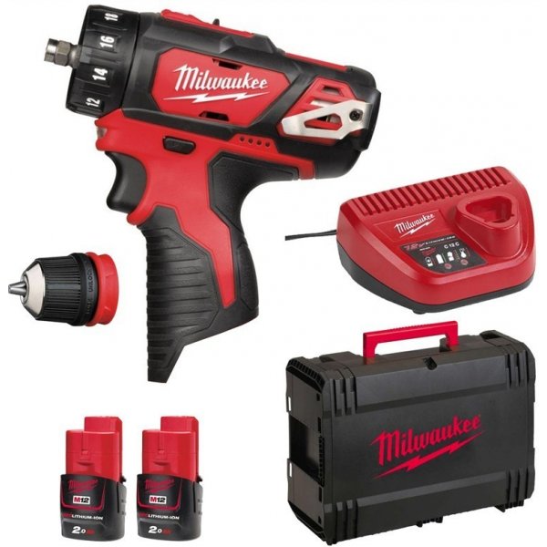 Akušroubovák Milwaukee M12 BDDX-202X + 2x2,0Ah