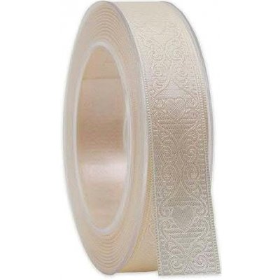 Stuha svatební saténová AMORE ražba krémová 25mm x 20m (9,-Kč/m) – Sleviste.cz