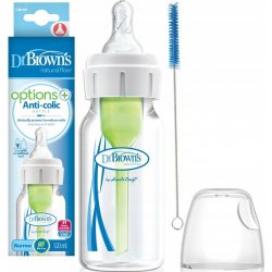 Dr. Brown's kojenecká láhev Options Narrow + anti Colic plastová bílá se silikonovým dudlíkem level 1 1 ks 120 ml