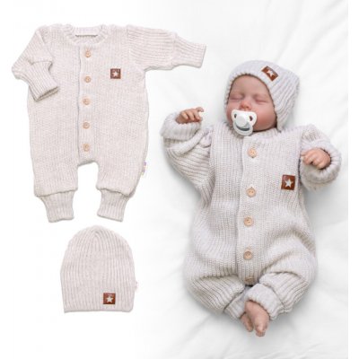 Baby Nellys Rostoucí pletená sada 4D Girl s volánkem Love béžový melírek – Zboží Dáma