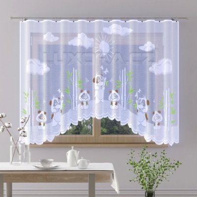 Dětská záclona PANDA A MOTÝL oblouk - 150 x 300 cm – Sleviste.cz