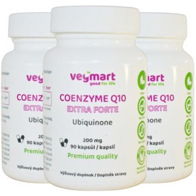 Vegmart Koenzým Q10 Extra Forte (ubiquinon) 200 mg, 90 kapslí zvýhodněné 3