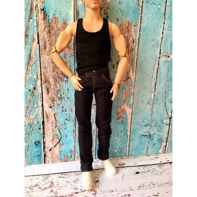 La Bastlera BQ-NOIRIX Tmavě modré strečové slim džíny pro panenky Ken 30 cm – Sleviste.cz