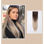 Vlasy clip in 7 pásů - blond ombré vlasové příčesky rovné 60 cm – Zboží Dáma