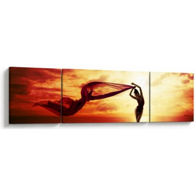 Obraz - Silueta ženy v západu slunce, třídílný 170x50 cm – Hledejceny.cz