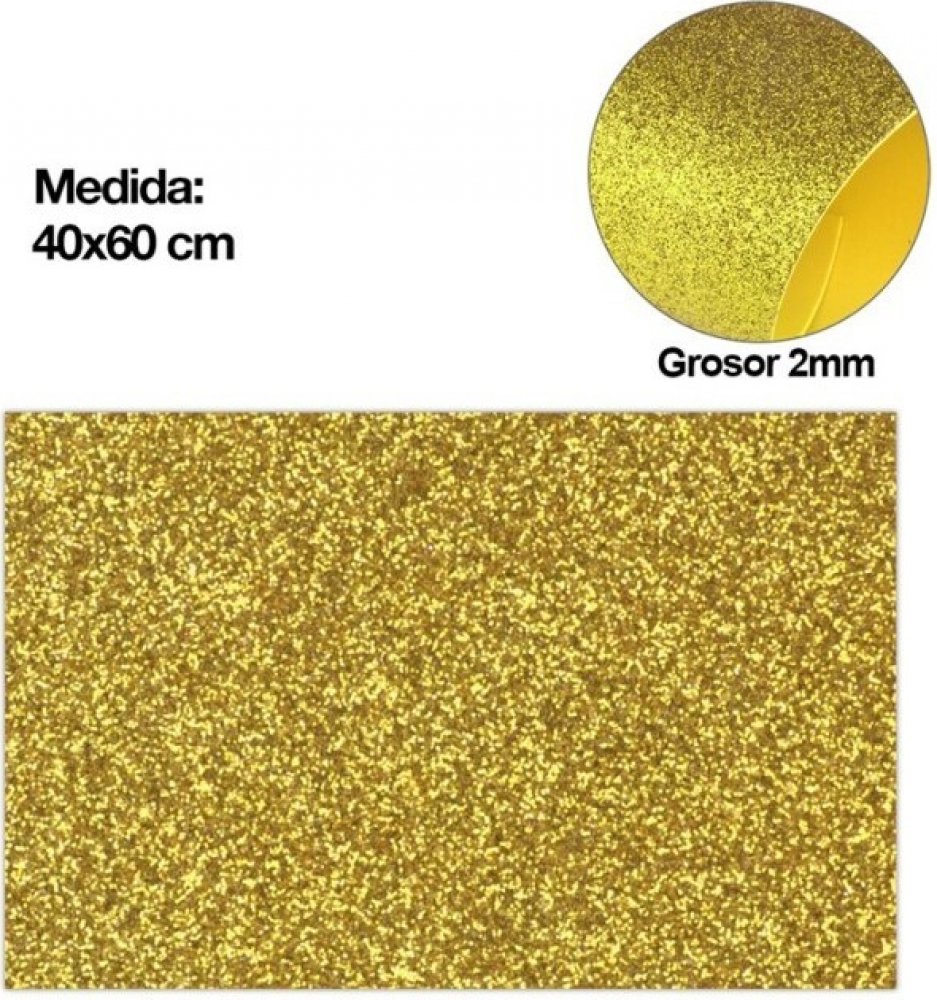 Pěnová guma EVA - glitter zlatá glitrová 40x60cm žlutá | Srovnanicen.cz