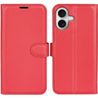 Litchi knížkové pouzdro na iPhone 17 - červené – Zboží Mobilmania
