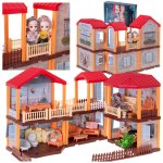 KIK Domeček pro panenky willa červená střecha osvětlení + nábytek a panenky – Zboží Mobilmania