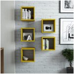 Asir | SADA 5x Nástěnná police BOX žlutá | AS1259 – Sleviste.cz