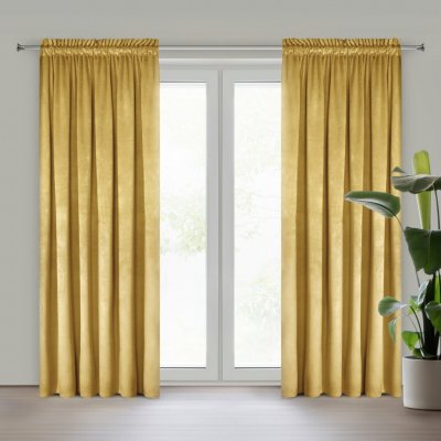 EUROFIRANY ZATEMŇOVACÍ ZÁVĚS NA PÁSCE PIERRE 140X300 CM HORČICOVÁ – Zboží Dáma