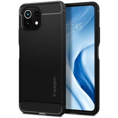 Pouzdro Spigen Rugged Armor silikónové Xiaomi Mi 11 Lite 4G/5G, matné černé – Zbozi.Blesk.cz