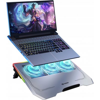 RGB CHLADICÍ PODLOŽKA POD NOTEBOOK, NASTAVITELNÁ, HLINÍKOVÁ, HERNÍ - IDEÁLNÍ DÁREK – Hledejceny.cz