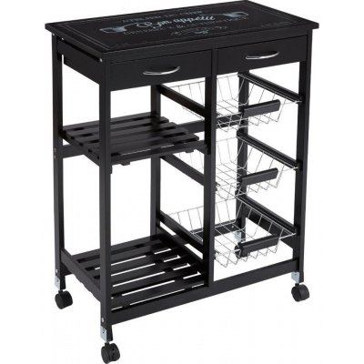 Atmosphera Kuchyňský regál na kolečkách, černý, 67 x 35 x 81 cm – Hledejceny.cz