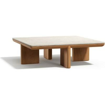 Tribu Nízký stolek Amanu, čtvercový 90x90x28 cm, rám teak, deska keramika dekor sabbia – Hledejceny.cz