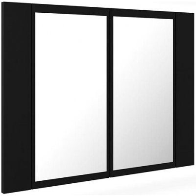 Shumee LED Koupelnová skříňka se zrcadlem - černá, 60 × 12 × 45 cm – Zboží Dáma