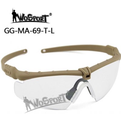 Ochranné střelecké brýle Wosport MA-69 pískové čirá skla – Hledejceny.cz