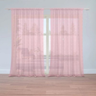 Záclony Bílé čárky na růžové: 2 ks - 150x250 cm - Sablio – Hledejceny.cz