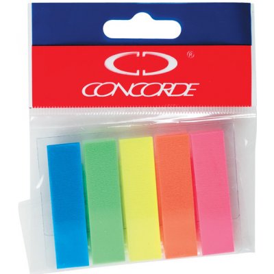 Samolepicí záložky CONCORDE 12x48mm, 5x20l., neon – Hledejceny.cz