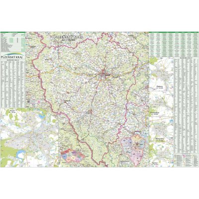 Plzeňský kraj - nástěnná mapa 83 x 113 cm, lamino + lišty – Sleviste.cz