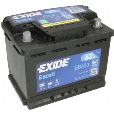 Exide Excell 12V 62Ah 540A EB620 – Sleviste.cz