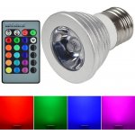 RGB LED žárovka E27 3W RGB s dálkovým ovladačem – Hledejceny.cz