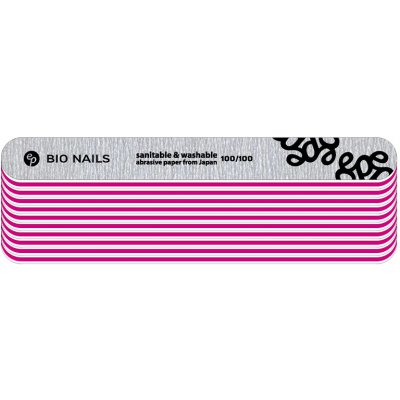 BIO nails Pilník profi 100/100 zebra rovný logo šedý 10 ks – Zboží Mobilmania
