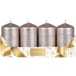 Sada adventních svíček TAURUS metalická bílošedá škrab. efekt 5 x 9 cm, 4 ks – Hledejceny.cz