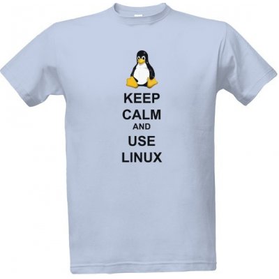 Tričko s potiskem Keep Calm and use Linux pánské Nebesky modrá