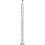 Hahn Steel Konfigurátor - nerezový sloupek Ø42,4mm - 5 x výplň Ø12mm, AISI 304 na nakloněnou rovinu Výška sloupku: 600mm, Umístění výplně zábradlí: Na vnitřní straně, Úhel šikminy: 25° – Zboží Mobilmania