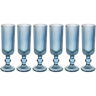Vivalto Sklenice na šampaňské LINES z rýhovaného skla 6 x 160 ml