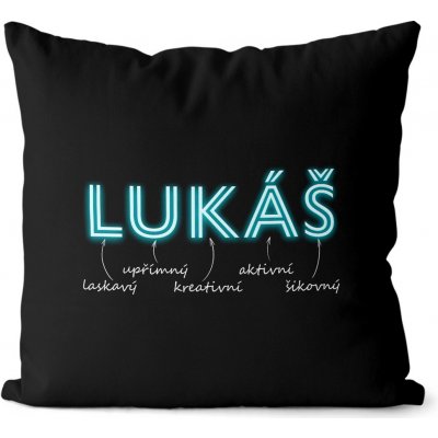 Impar Polštář Mužská jména NEON Jméno Lukáš 40x40 – Zboží Dáma