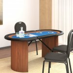 vidaXL Pokerový stůl pro 10 hráčů modrý 160 x 80 x 75 cm – Zboží Dáma