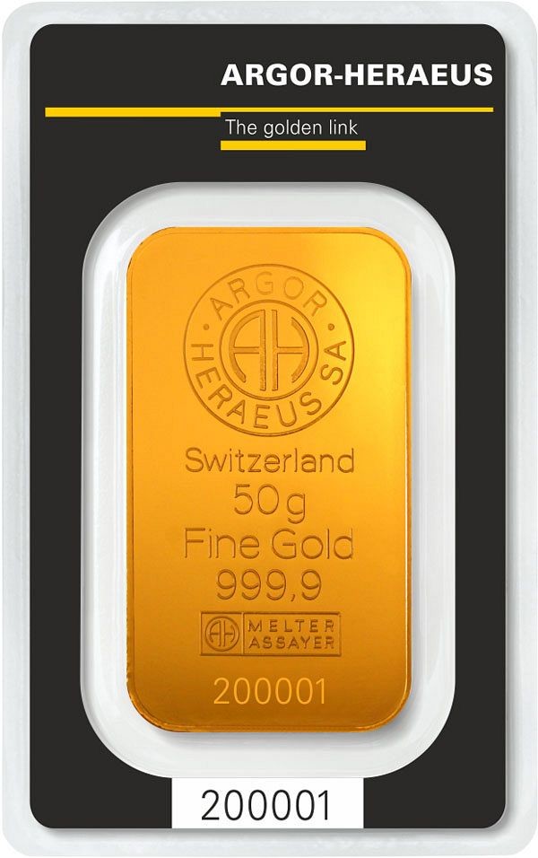 Argor-Heraeus zlatý slitek 50 g