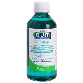 G.U.M Gingidex 0,06% ústní voda proti zubnímu plaku a pro zdravé dásně bez alkoholu (0,06% Chloorhexidine Digluconaat + Cetylpyridinium Chloride) 300 ml