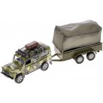Mikro Land Rover Defender Military 14,5 cm kov zpětný chod s přívěsem s plachtou – Hledejceny.cz