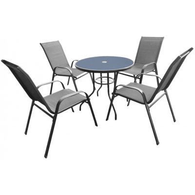 Pro-Tech shop Zahradní nábytek set – šedý (4 židle + kulatý stolek) 62187 TIH3514 – Hledejceny.cz