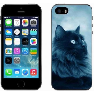 Pouzdro mmCase Gelové iPhone SE 2016 - černé kočka 1