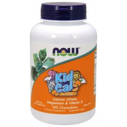 Now Foods Kid Cal Vápník Hořčík a Vitamin D pro děti 100 pomerančových žvýkacích pastilek