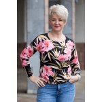 JULIALILIA Elegantní svetr TÁŇA [2124] Zelené květy – Zboží Dáma